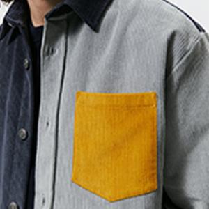 Men's Casual Jacket with Turn Down Collar Color Block Custom Graphic Overshirt