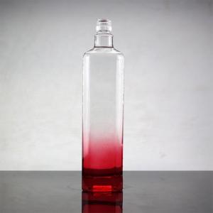 750ml Blue Square Glass Bottle with Gradient Color and Screw Cap Functional