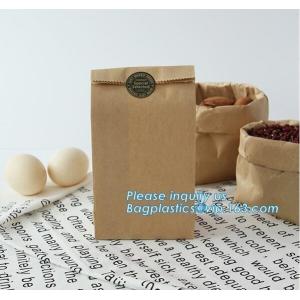 Custom design printed Kraft bread packaging paper bag,wax grease proof square