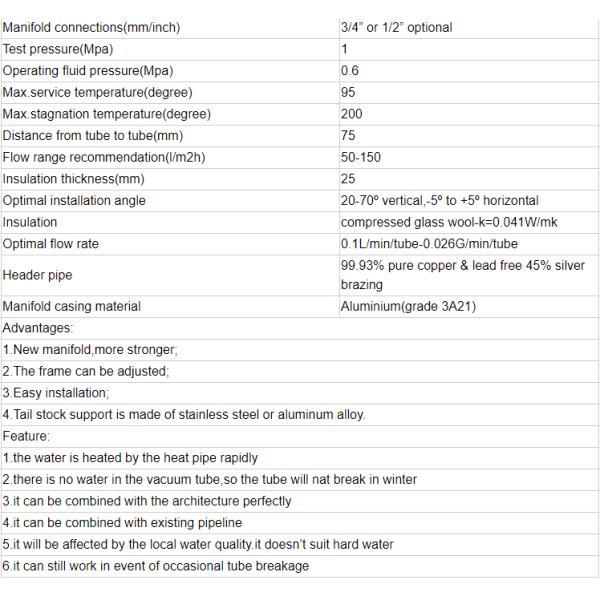 Solar Thermal Collector Heat Pipe Solar Collector Evacuated Tube Solar Collector 2022 New Products