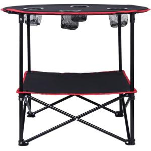 Folding Chair Table Camping Set, Table with 4 Cup Holders, Collapsible Canvas