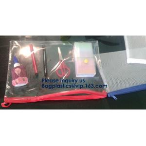 Waterproof Zippered File Bag PVC Mesh Organizer Storage Bag Durable File Bag for