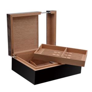 Custom Walnut Wood Cigar Box Brown with Hinged Lid Multiple Polishing Processes