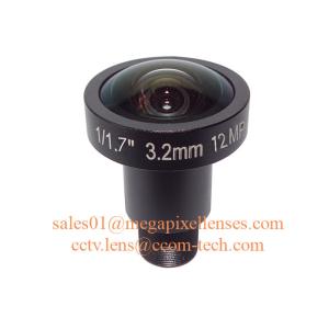 1/1.7" 1/1.8" 3.2mm F2.0 12Megapixel M12x0.5 mount 160degree wide angle lens, 4K