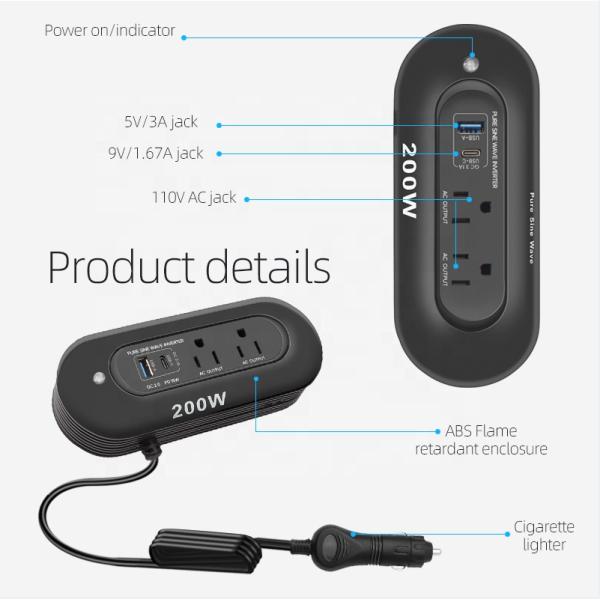 Car Power Inverter Converter 200W 12 Volt 200W 120Volt Car Inverter To Car