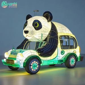 Hot Selling Steel Wire Cloth Fabric LED Lantern Panda Sightseeing Bus Colorful