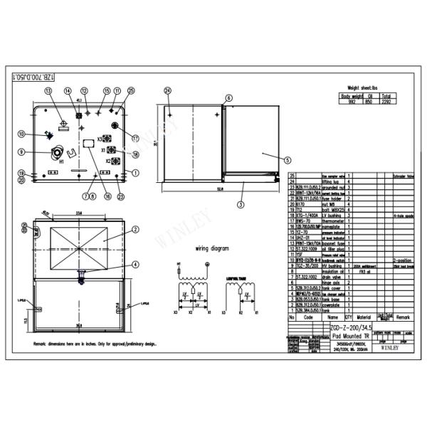 Residential 200Kva Single Phase Pad Mounted Transformer Distribution Oil Immersed 34500V To 120V