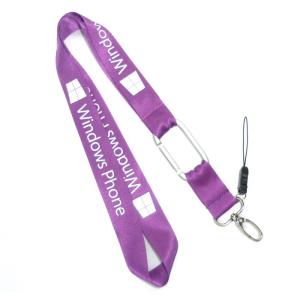 China Purple ID Cards / Pocket Knife Nylon Neck Strap With Silver Carabiner Hook on sale