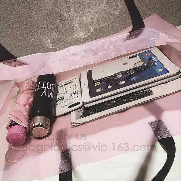 Plastic Waterproof Beach Bag, satchel handbag with a purse for women, Pockets And Zipper See Through PVC Tote Bag, carry