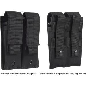 Molle Double Pistol Mag Pouch Single Double Stack Magazine For 9mm/.40 Calibers