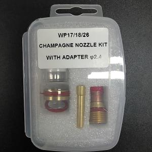 Better Gas Coverage Upper WP-17/18/26 Champagne Nozzle Kit with Adapter 2.4mm