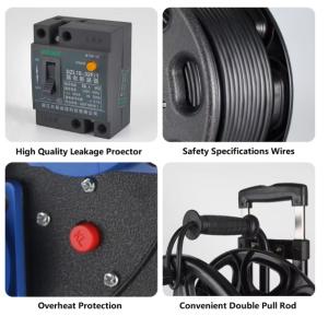 4 Way General Sockets IP44 Retractable Iron 15M 20m 50m 100m Cord Reel