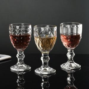 Embossed Red Wine Glass Goblets Glassware Grey ODM