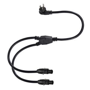 NEMA 5-15P to Dual PowerCON Y Splitter Cable for Stage Lighting