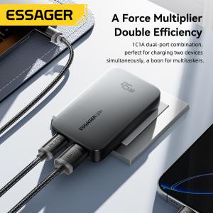 ESSAGER ES-CD48 Series 2 Ports 45W Type C Quick USB Fast Charger with ABS