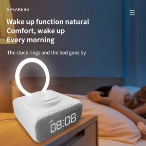 6 in 1 Bt Music Speakers With Lamp Wake up Light Alarm Clock Wireless Charger
