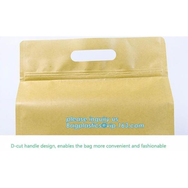 Quality Stand up Zip lockkk kraft paper bags with clear window,resealable zipper stand up clear window brown kraft paper bag BAGEAS wholesale