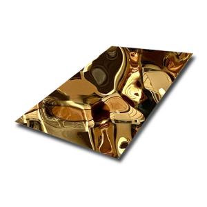 China Titanium Gold Mirror Water Ripple Stainless Steel Sheet For Wall Decorative Panels on sale