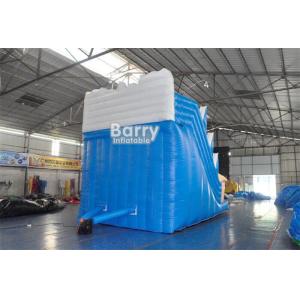 White And Blue Inflatable Water Slides / PVC Tarpaulin OEM Childrens Outdoor