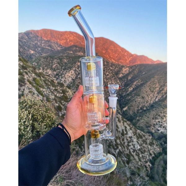 Quality 16 Inch Tall Percolator Glass Bongs Transparent Triple 8 Arm wholesale
