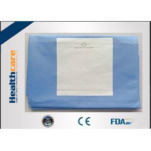 Blue SMS Sterile Surgical Drapes Latex Free With Collection Pouch And Hole