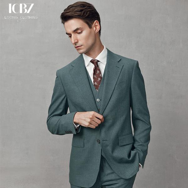 Quality Formal Business Jacket in Grass Green Wool/Silk Fabric for Men's Slim Fit and Design wholesale