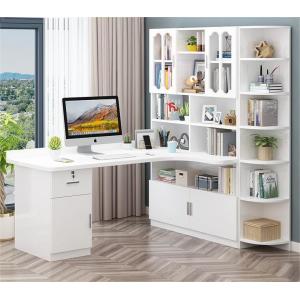 Chi Weng Solid Wood Computer Desktop Writing Desk Bookshelf Combination