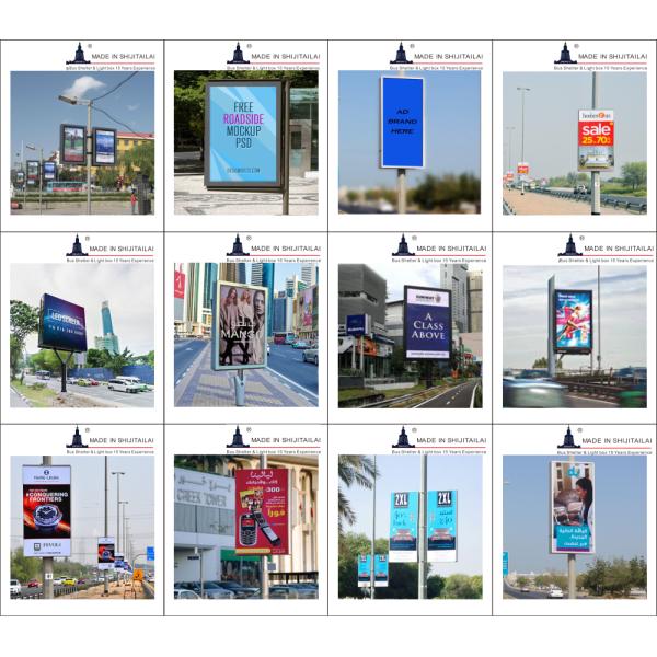 Stainless Steel 6pcs Poster 30W Lamp Post Light Box