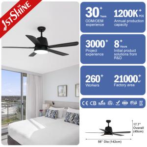 5 ABS Blades LED Ceiling Fan with Light Remote Control and Wall Control