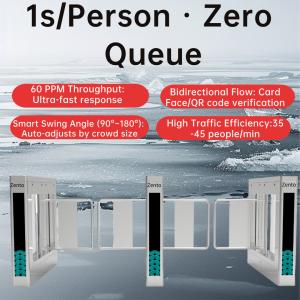 Zento Space-Saving Swing Gate Turnstile with 0.8s Fast Passage 99.9% Accurate
