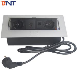 Square Corner Desktop Pop Up Power And Data Outlet With 7MM Thickness Surface