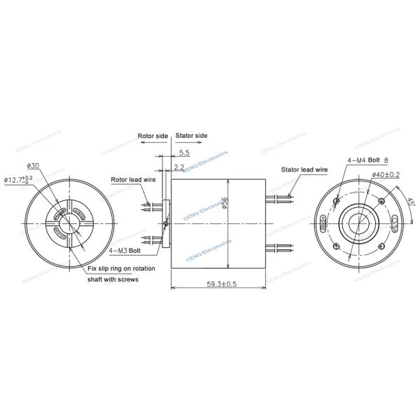 Low Temperature Slip Ring With Gigabit Ethernet Signal And Through Bore