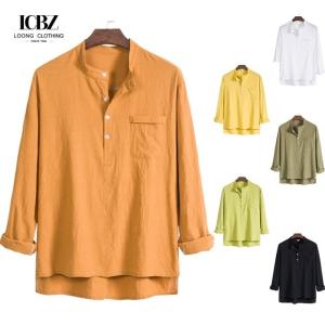 Quantity 5000 LCBZ OEM Custom Long Sleeve Men's Linen Shirts in Multi Color
