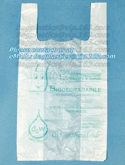 En13432 certified compostable bag on roll, 100% Compostable Vest Carrier Plastic