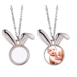 China Sublimation Rabbit Pendant Necklace Personalized Easter Gifts Bunny Necklace For Heat Transfer on sale