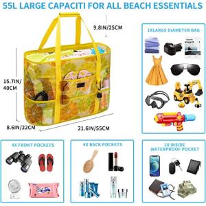Custom Pattern Printing Extra Large Beach Bags Waterproof With 9 Pockets