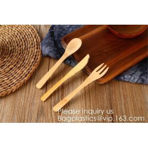 Disposable Catering Bamboo Party Spoon Natural Bamboo Knife And Fork Honey Spoon