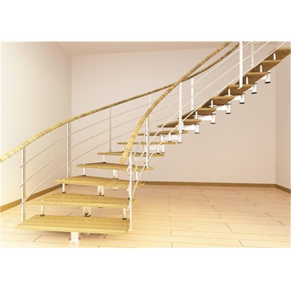 Laminated Glass Tread Building Curved Staircase With Stainless Steel Post