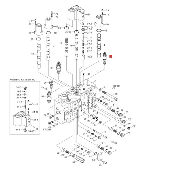 Modern main control valve accessories R305-9 excavator safety valve XKBF-01291
