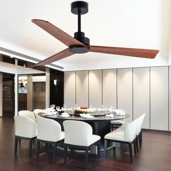 3 Wooden Blades 52 Inch Fan Brown Wood Ceiling Fan No Light