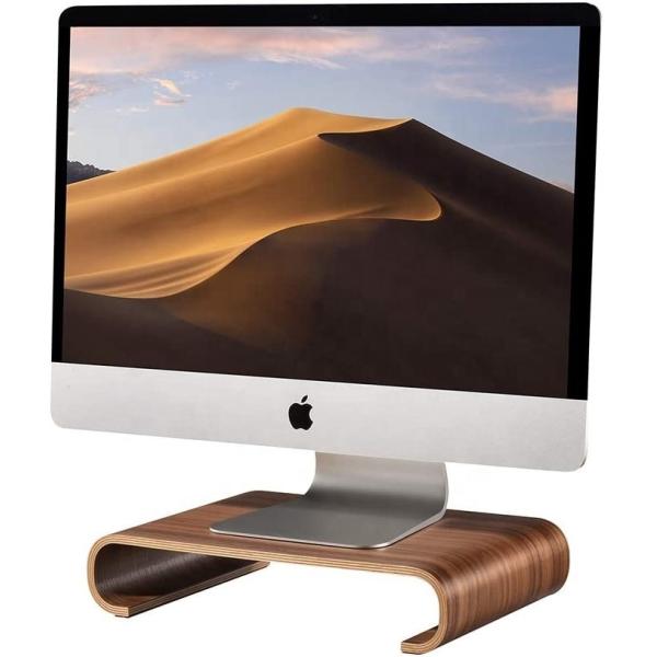 High Quality Portable Bent Wood Laptop Holder Computer Desk Wooden Monitor Stand