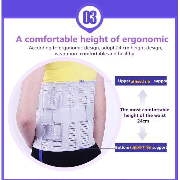 Grey Waist Support Belt Lumbar Disc Strain Medical Steel Plate Protruding Fixed