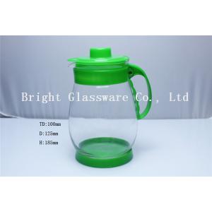 custom color glass tea pot with handle, glass bottle wholesale