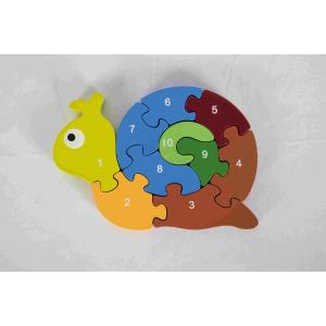 Eco Friendly Soild Wood Number Snail Puzzle Game For Nature Home / Classroom