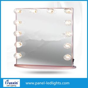 White Aluminum Tabletop Makeup Mirror With Lights IP67 With Light Bulbs