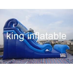 0.55mm PVC Tarpaulin Inflatable Dry Slide Blue / White Slide Attached For