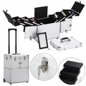 Pull - Out Wheeler Makeup Trolley Case Easy To Move With Inner Velvet Lining