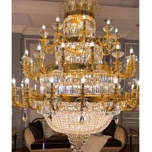 European Style Candle Extra Large Crystal Chandeliers For High Ceilings