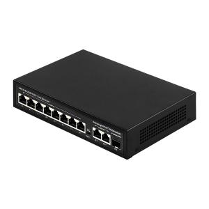 Unmanaged POE Switch 8 PoE 10/100Mbps + 2 LAN 100/1000Mbps + 1SFP 100/1000M For