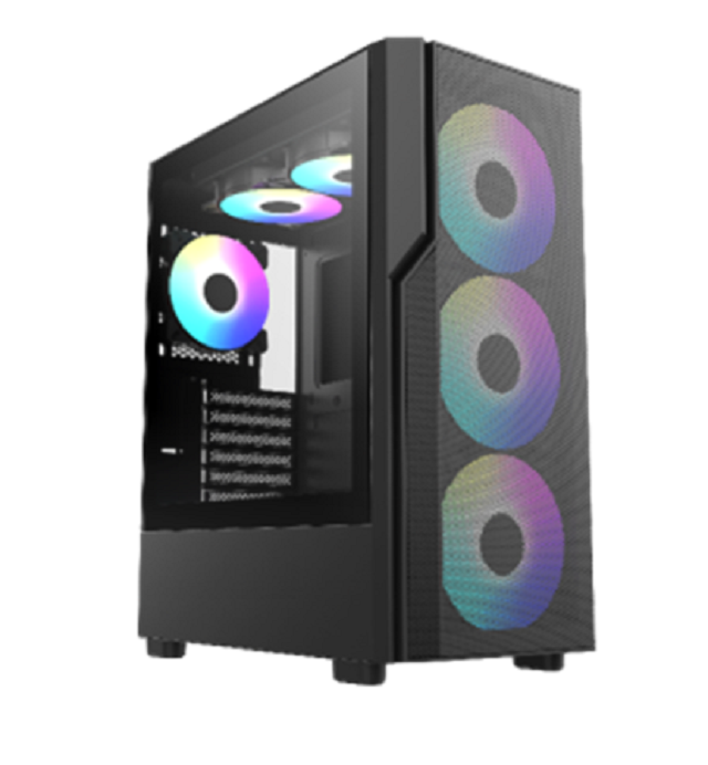 Mid-Tower ATX Gaming Case with Tempered Glass, 7 Expansion Slots, USB 3.0 + Type